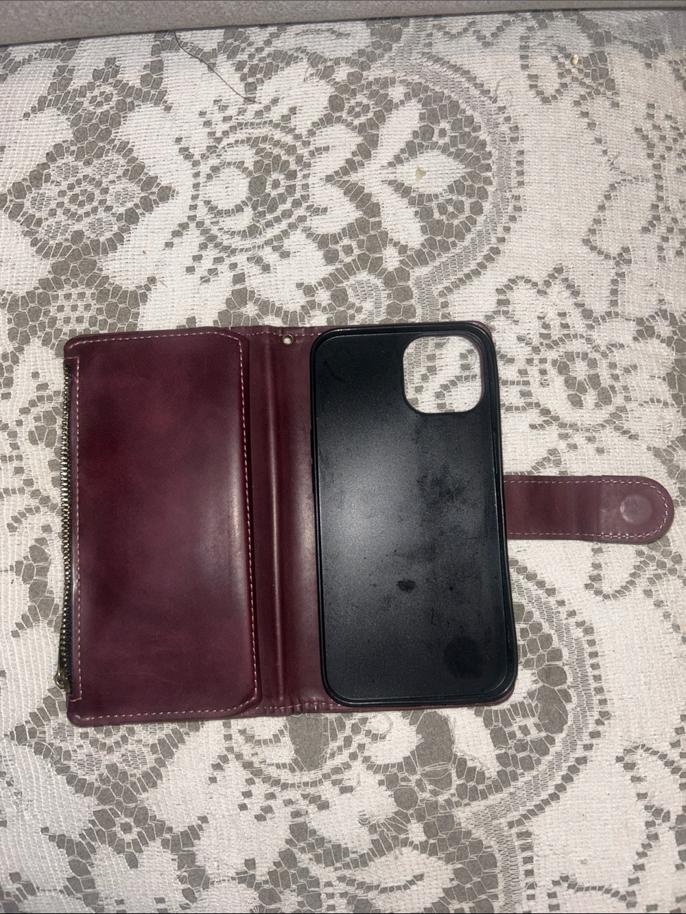 Premium Burgundy Wallet Phone Case with Card Slots